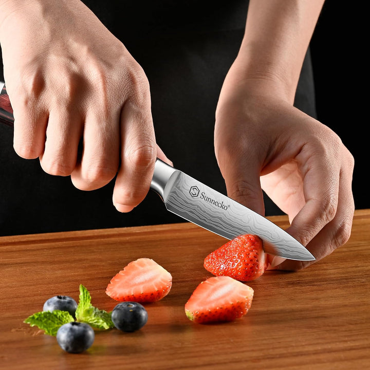Sunnecko 9cm Gemüsemesser Schälmesser Obstmesser Küchenmesser - Klein Küchenmesser Kochmesser Edelst