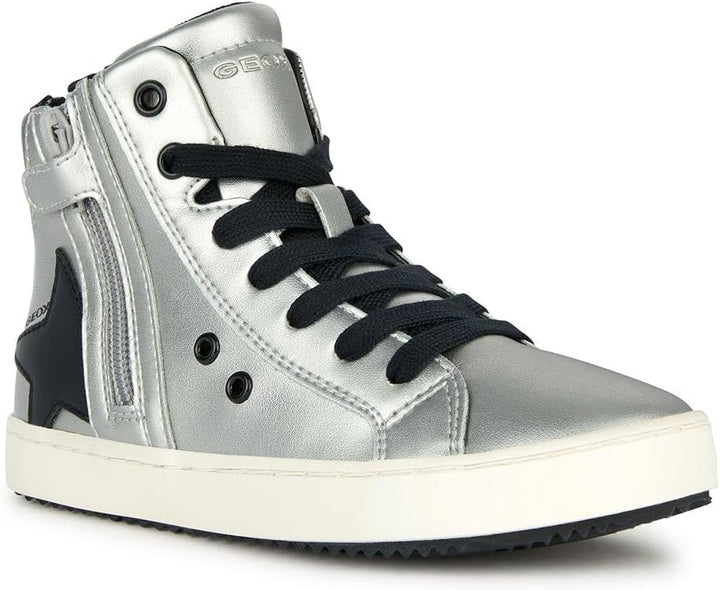 Geox Mädchen J Kalispera Girl A Sneaker 24 EU Dk Silver Black, 24 EU Dk Silver Black