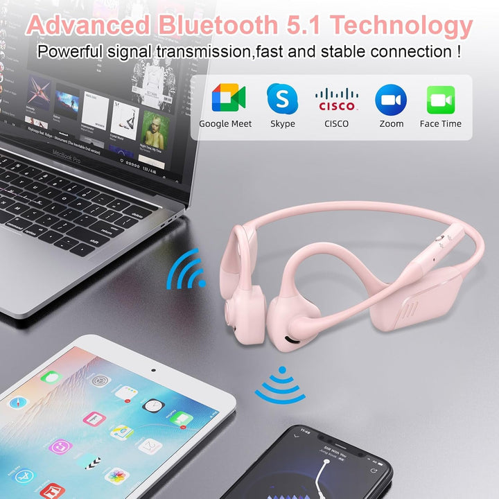 ZIOCOM Open Ear Kopfhörer, Bluetooth 5.1 Headset mit Mikrofon, ENC Noise Cancelling und Stummschaltt