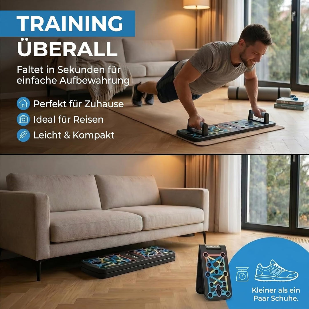 Body & Mind® Push-Up Liegestütz-Brett; Faltbares Multifunktions Elite Rack Fitness-Board für Ganzkör