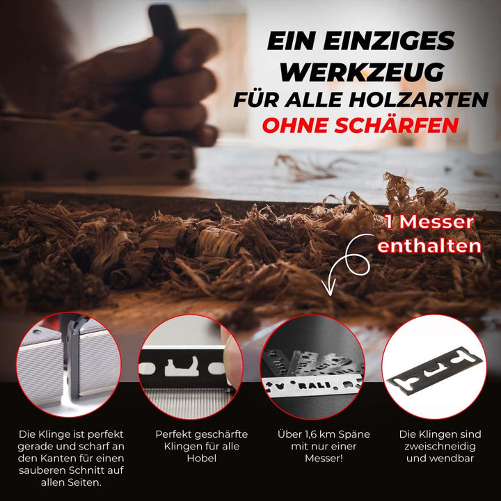 RALI G30 EVOLUTION N Handhobel mit Führungsschiene für Tischlerarbeiten. Kein Schärfen erforderlich