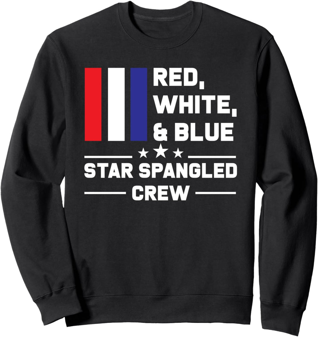 Red White Blue Star Spangled Crew 4th of July Sweatshirt