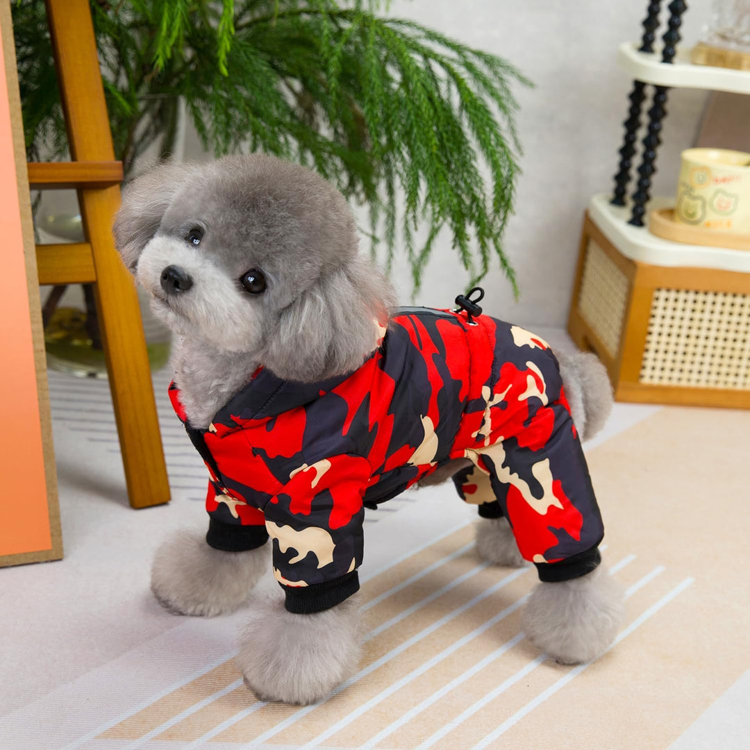 Izefia Hundemantel Haustier Bekleidung Jumpsuit Winddichte Kalte Wettermantel Tarnung Warme Winter D