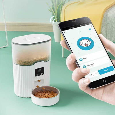 Smart Futterautomat für Katze, WiFi Katzenfutterautomat mit App-Steuerung, transparente Futterbehält