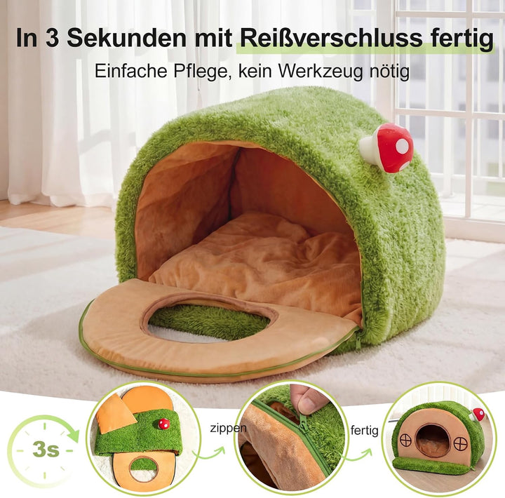 Baumhöhle Katzenbett, Katzenhöhle Indoor mit Pilzglocke | Katzenhaus mit Geborgenheit, waschbares Sa