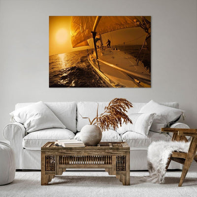 ARTTOR Bilder auf Leinwand 100x70cm Leinwandbild Ozean Segelboot Yacht Gross Wanddeko Bild Schlafzim