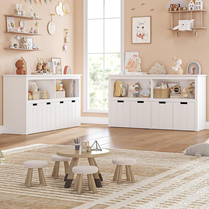 FOREHILL Kinderregal mit Boxen auf Rollen, Spielzeug Aufbewahrung Kinderzimmer Möbel, Spielzeugregal