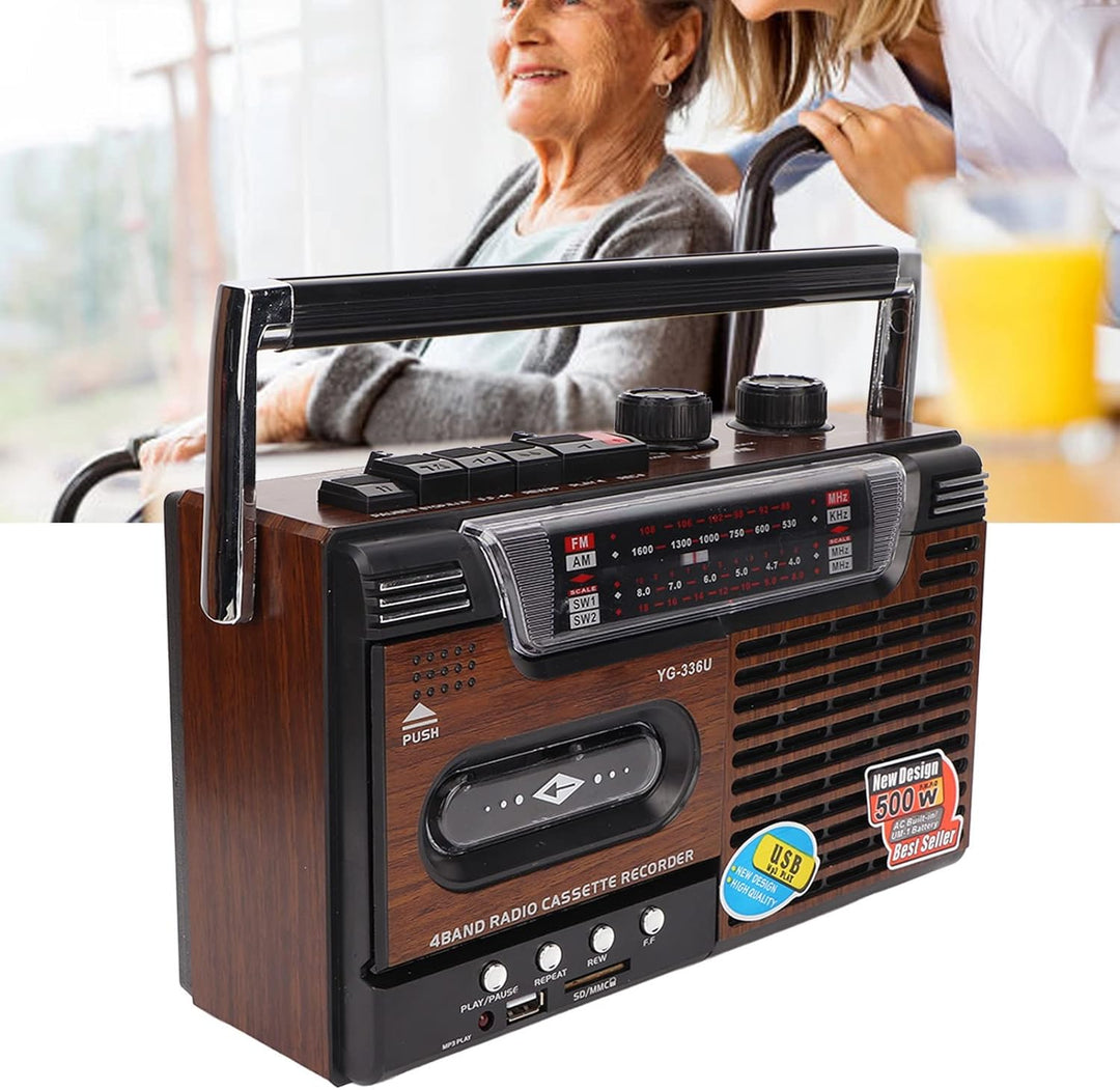 Zunate Kassettenspieler-Boombox, Tragbares AM/FM-Radio, Kassettenrekorder mit Stereolautsprecher und