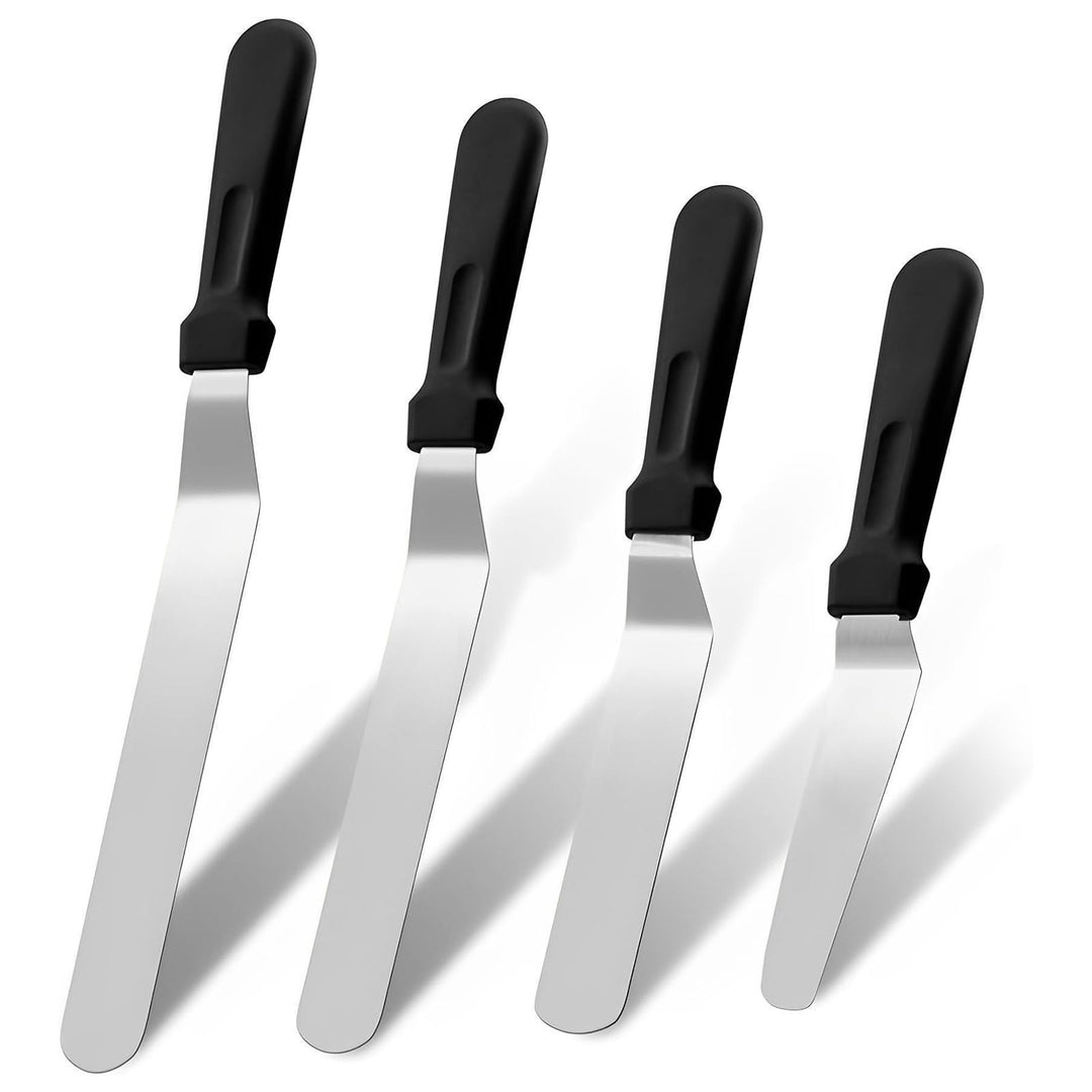 4 Stück Tortenspachtel, mit 3 Professionellen, Abgewinkelten Kuchenspateln mit 15 cm, 20 cm, 25 cm,