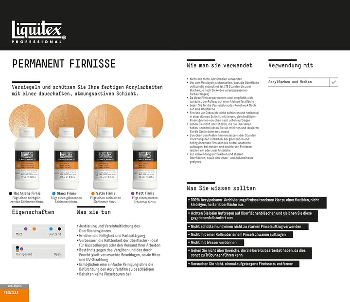 Liquitex 5836 Professional hochglänzender Firnis für Acrylfarben, hochelastisch, universell einsetzb