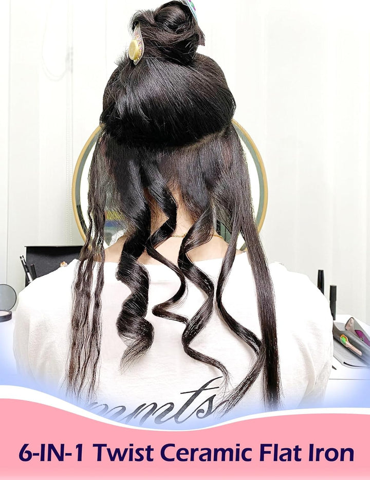 ANGENIL Pro Twist Haarglätter für Damen, Haarglätter und Lockenstab 2 in 1 mit Dualspannung, Runder