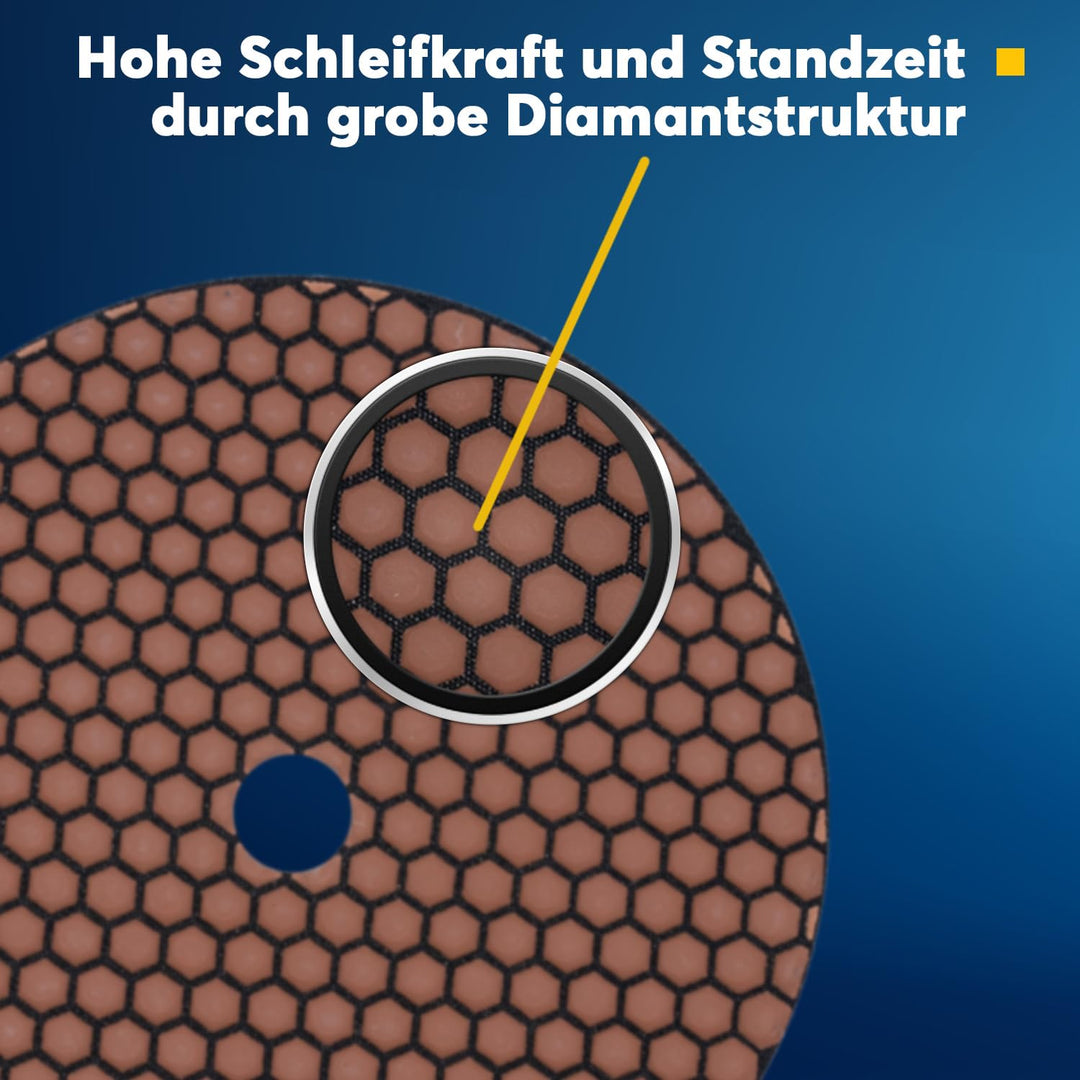 Profi Diamant-Schleifpads Spar-Set für Trockenschliff von EDW I D = 100 mm I Körnung: 200 + 400 I Kl