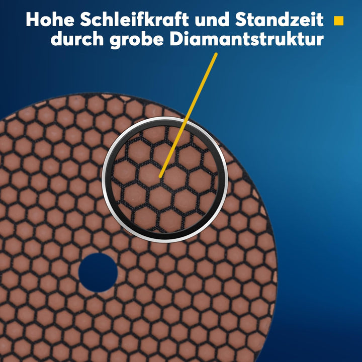 Profi Diamant-Schleifpads Spar-Set für Trockenschliff von EDW I D = 100 mm I Körnung: 200 + 400 I Kl