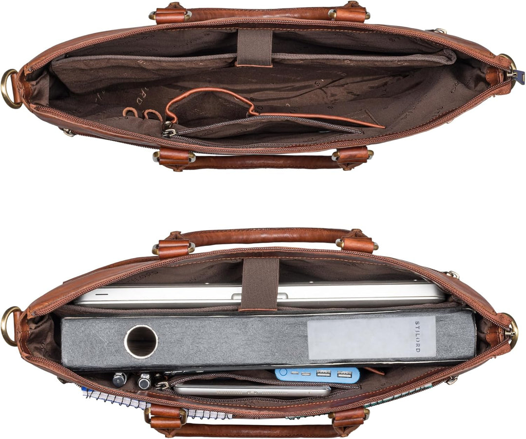 STILORD 'Bailey' Business Laptoptasche Leder 15 Zoll Gross für Arbeit Büro Meeting Vintage Notebookt