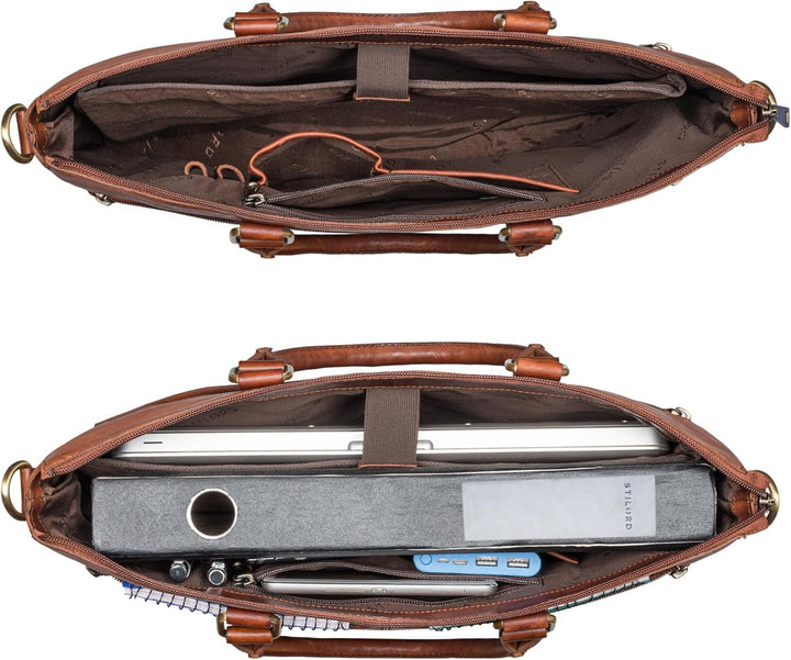 STILORD 'Bailey' Business Laptoptasche Leder 15 Zoll Gross für Arbeit Büro Meeting Vintage Notebookt