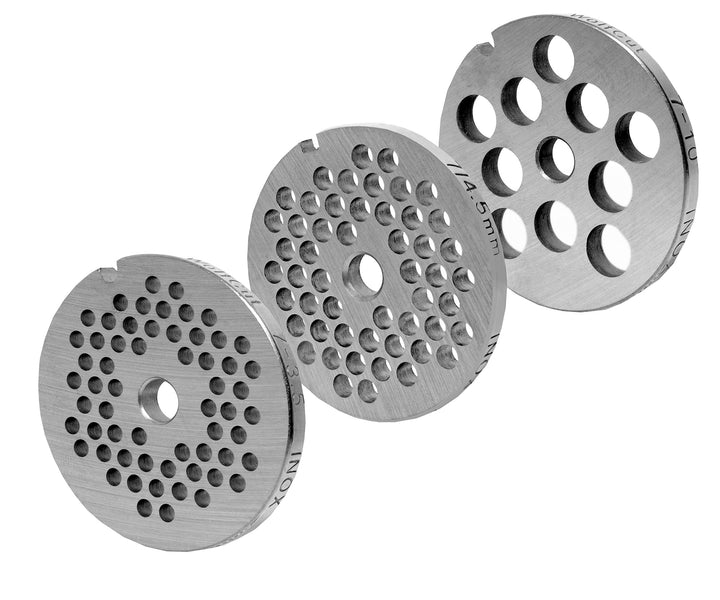 Wolfcut Lochscheibensatz kompatibel mit alle Fleischwolf Grössen 7/3,5mm + 4,5mm + 10mm Bohrung - fü