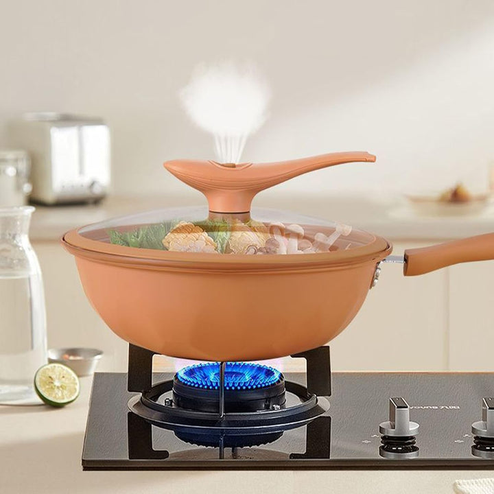 Kongou Antihaft Wok Mit Deckel, 32cm Wok Induktion Mit Dampfgarer, Stir-Fry Wok Energie Konzentriere