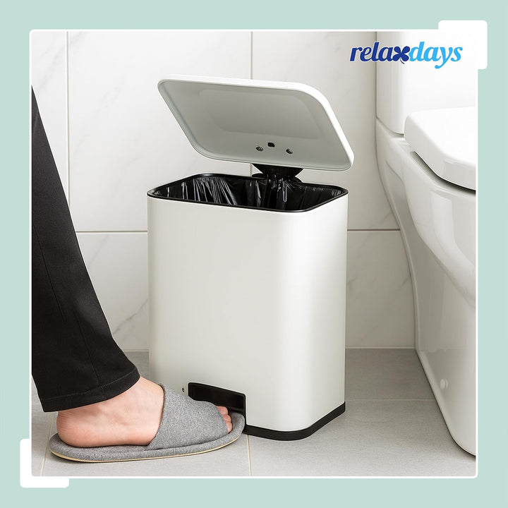 Relaxdays Mülleimer Bad, 5 l, Kosmetikeimer mit Soft-Close, in Matter Optik, entnehmbarer Inneneimer
