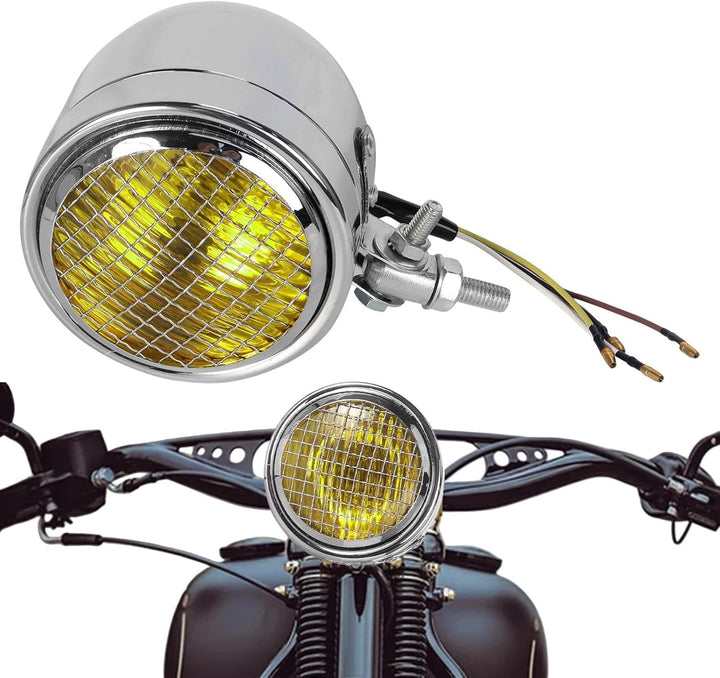 Retro Motorrad-Scheinwerfer | Lampe mit hoher Sichtbarkeit mit Schale, Leuchtmittel für Motorradsche