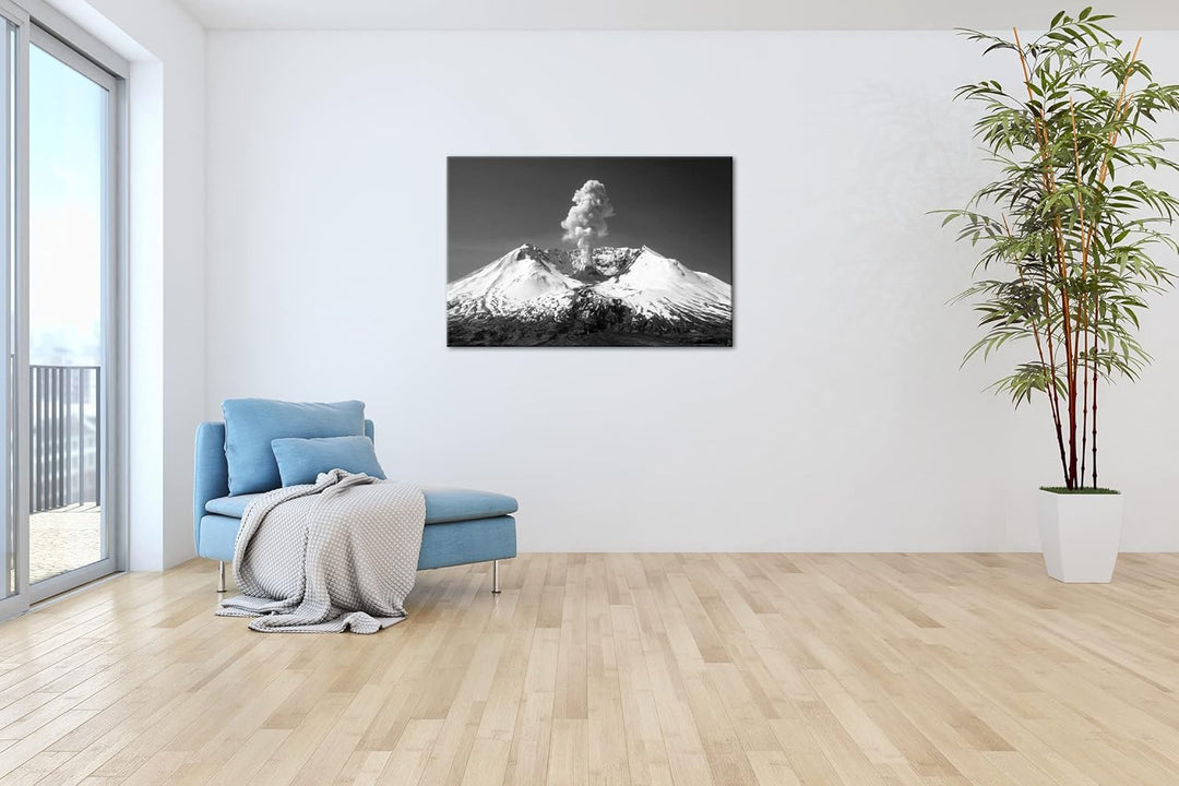 Vulkanausbruch des Mount St Helens Format: 80x60 Effekt: Schwarz&Weiss als Leinwandbild, Motiv ferti