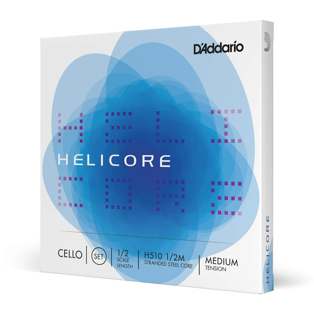 D'Addario H510-1/2M Helicore Cello Saitensatz mehrfach verdrillter Stahlkern 1/2 Medium Full Set Mas