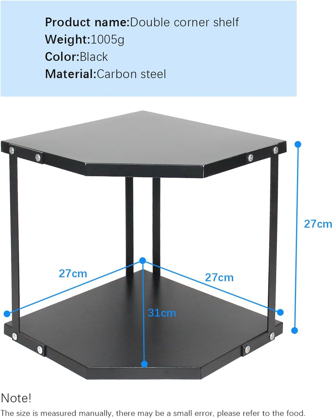 HUIJIN (2-Tier schwarz) Küche Topf Rack Kochgeschirr Stand Storage Organizer, Küche Eckregal Dreieck