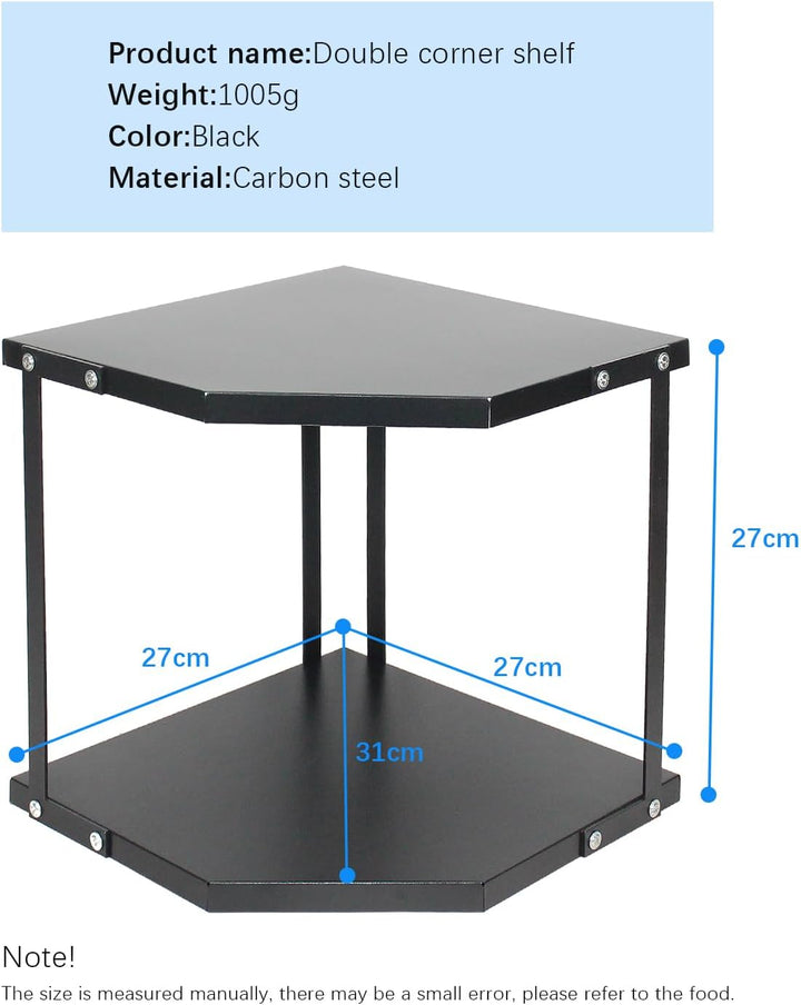 HUIJIN (2-Tier schwarz) Küche Topf Rack Kochgeschirr Stand Storage Organizer, Küche Eckregal Dreieck