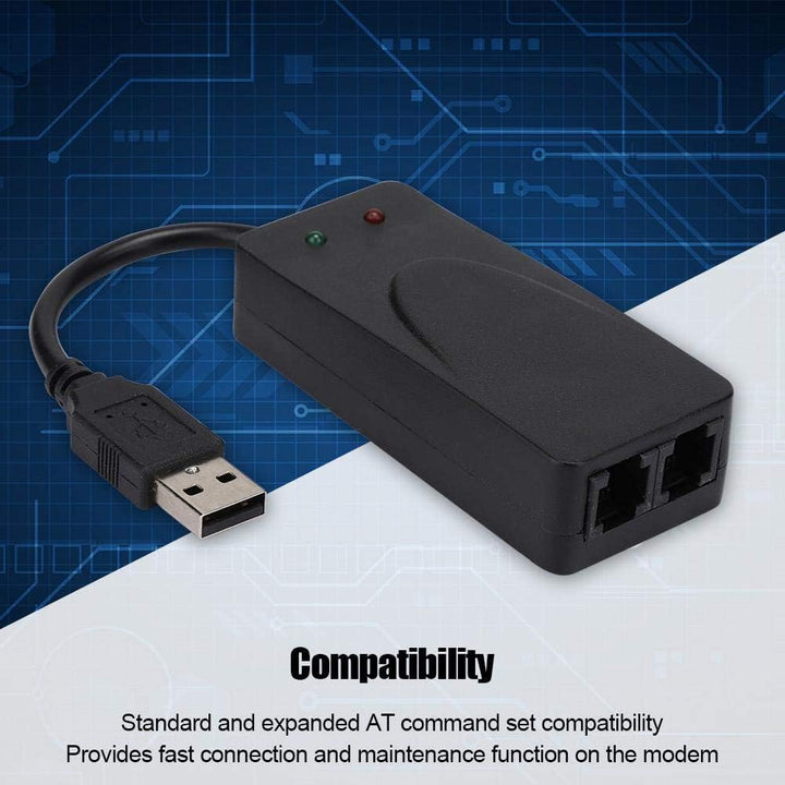 ASHATA Faxmodem 56K,Dual Port USB2.0 56K Externes Faxmodem USB Modem für 98/2000/ME/XP/Vista/CE5.0/1