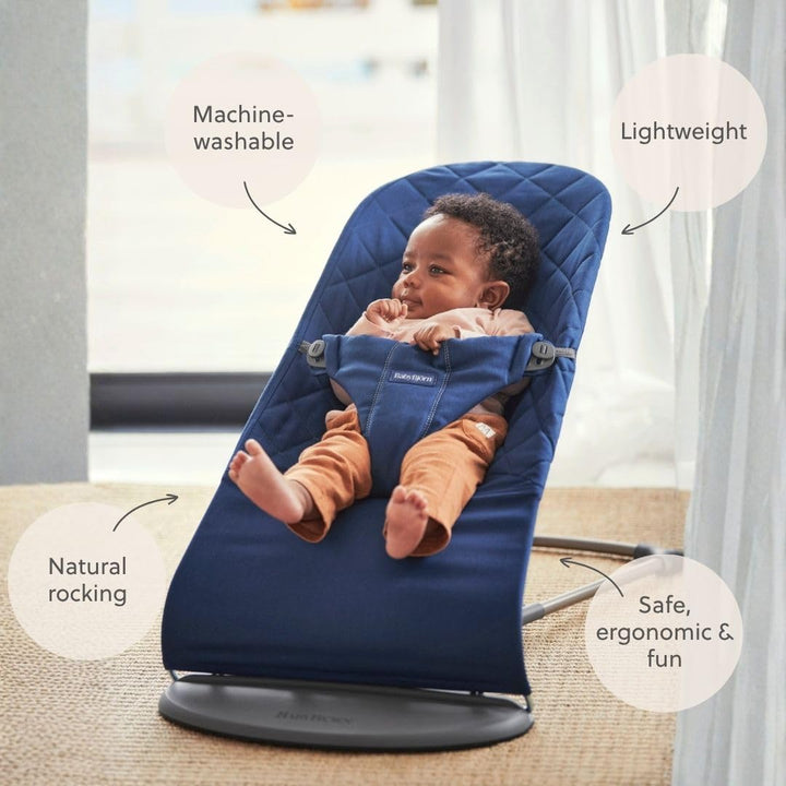 BabyBjörn Babywippe Bliss, Gewebt, Klassische Steppung, Mitternachtsblau