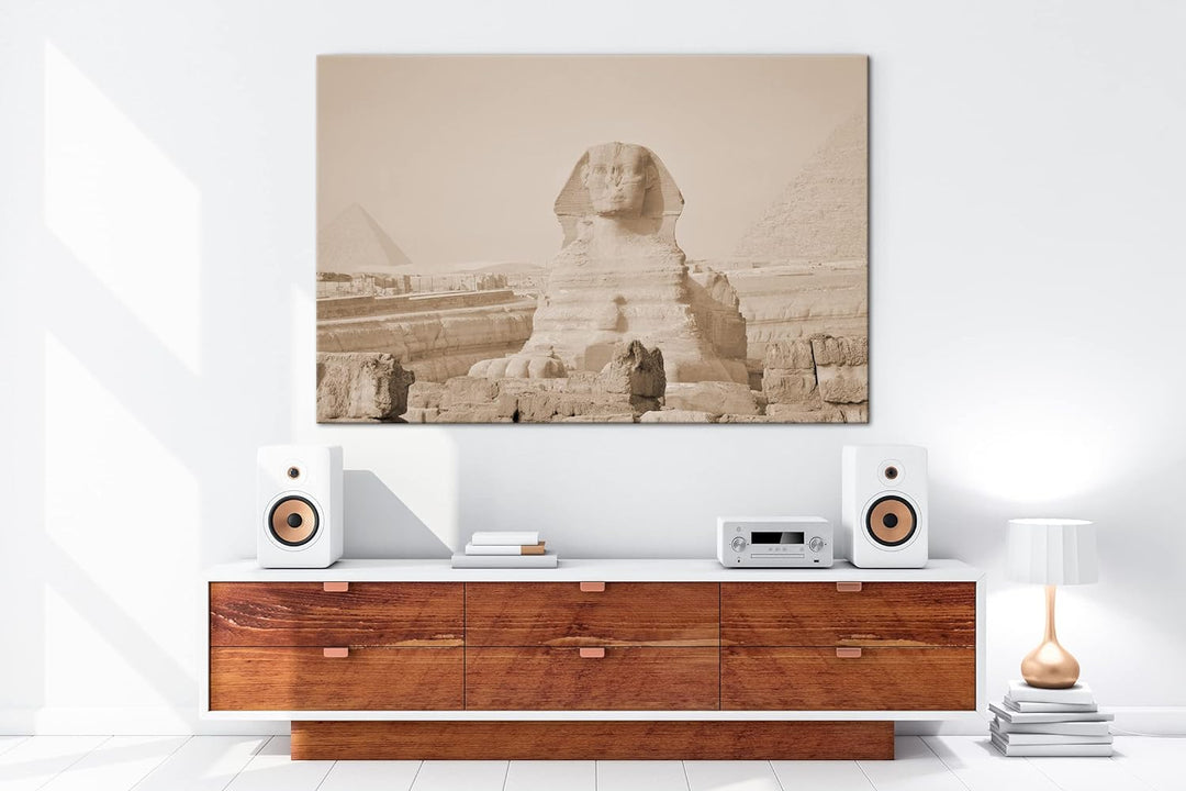 deyoli Sphinx in Ägypten Format: 80x60 Effekt: Sepia als Leinwandbild, Motiv fertig gerahmt auf Echt