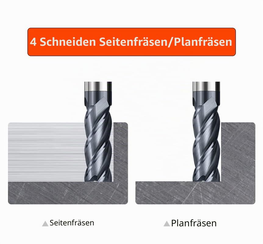 Hartmetall Schaftfräser 1mm, 4 Zähne/Schneiden, AlTiN Schwarz Beschichtung CNC Fräser, VHM Für Metal