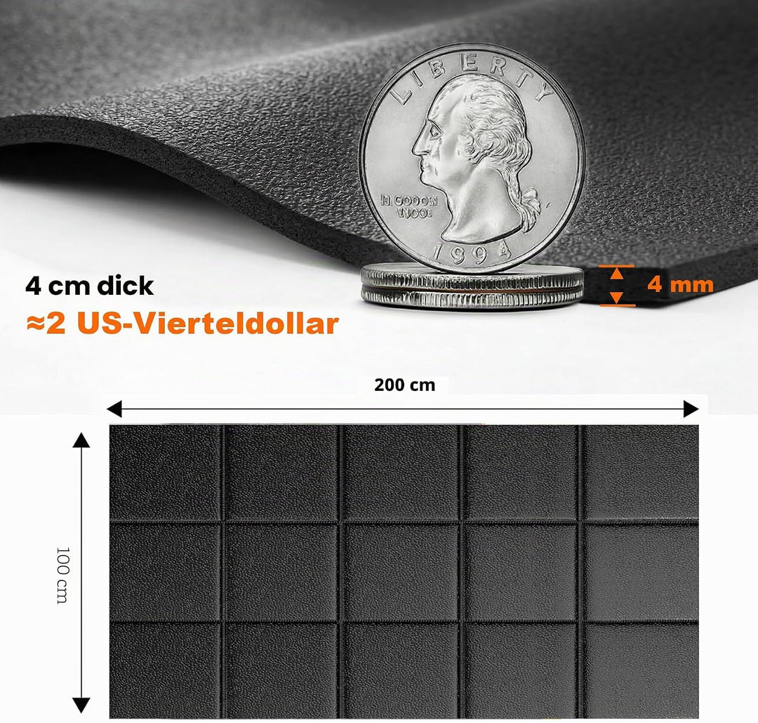 THAILE Bodenschutzmatte für Laufband & Fitnessgeräte 200x100 cm rutschfeste Antivibrationsmatte mit
