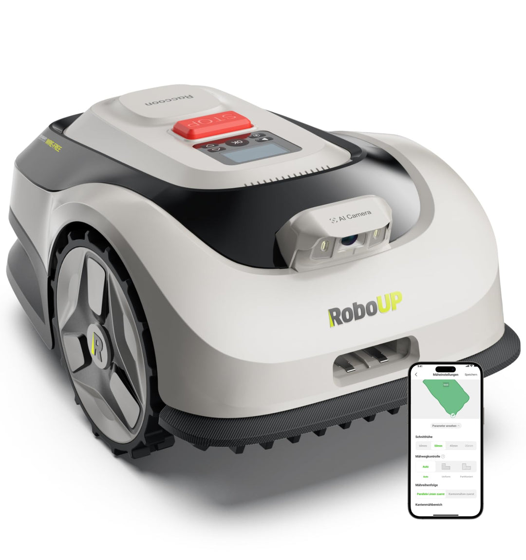 Raccoon 2 SE Rasenmäher Roboter Ohne Begrenzungskabel, Ohne RTK, Max. 600㎡, 5Ah-Schnellladung Batter