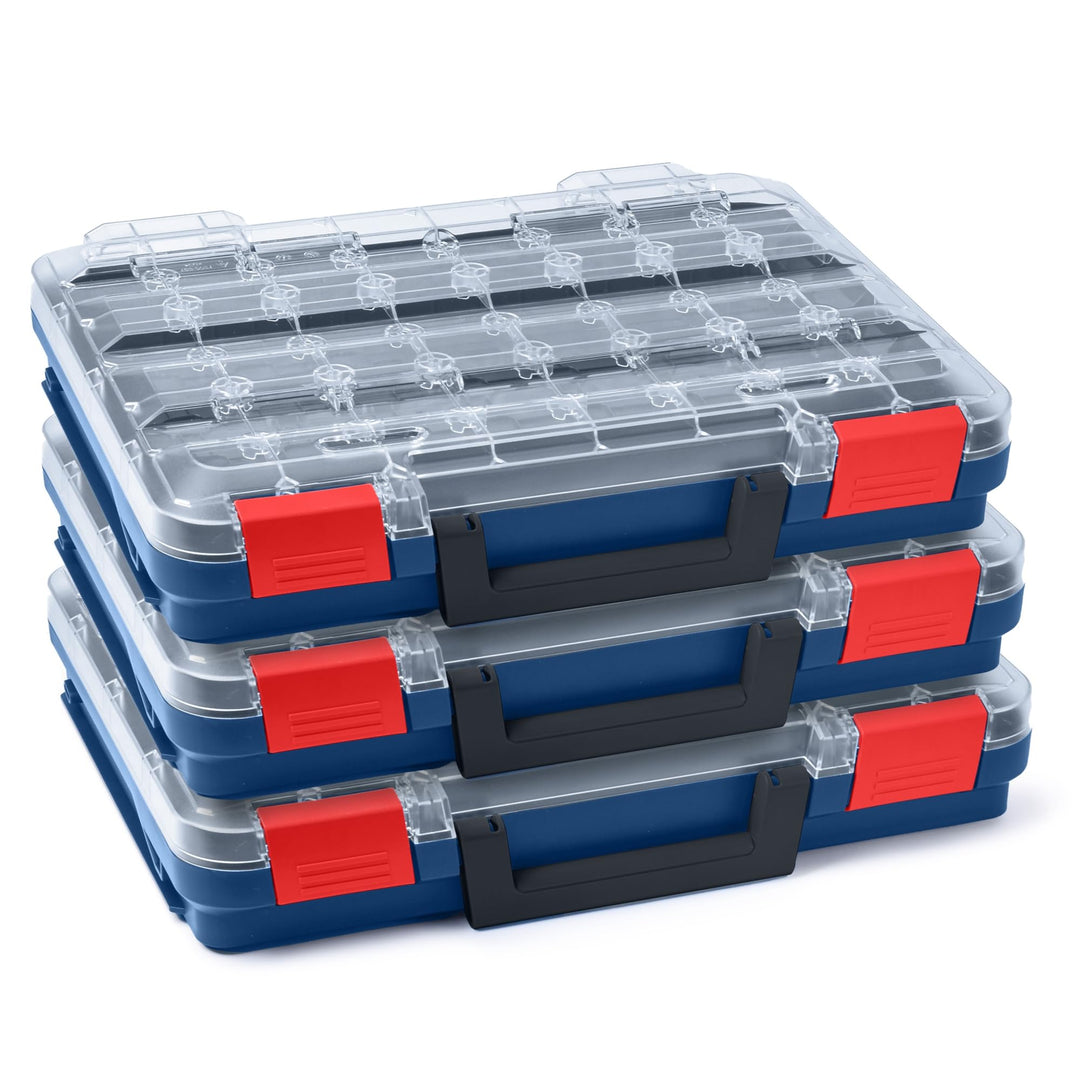 T-BOXX 320 Sortimentskasten Professional Blau - 3x Leer | Transparenter Deckel | IPX4 Spritzwassersc