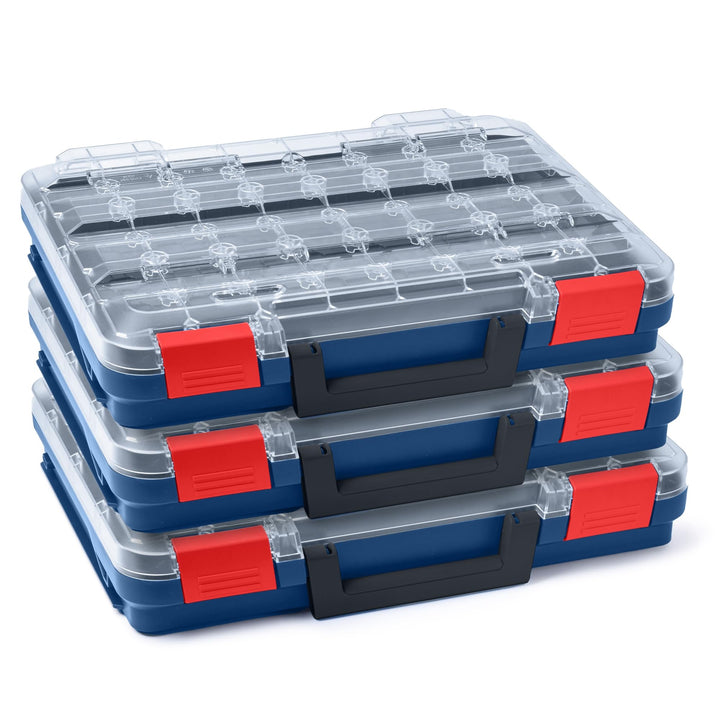 T-BOXX 320 Sortimentskasten Professional Blau - 3x Leer | Transparenter Deckel | IPX4 Spritzwassersc