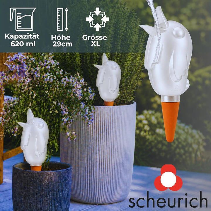 Scheurich Wasserspeicher Bördy XL | 2X Weiss | 620ml Füllmenge | Bewässerungskugel klein mit Ton Fus