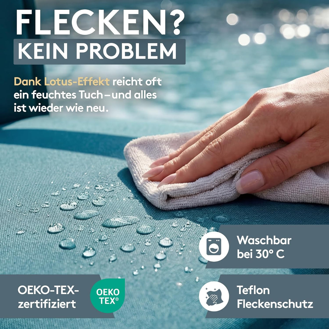 LILENO HOME Gartenstuhl Auflagen [1er Set - Niedriglehner] in Petrol - Bequeme Liegen als Sitzauflag