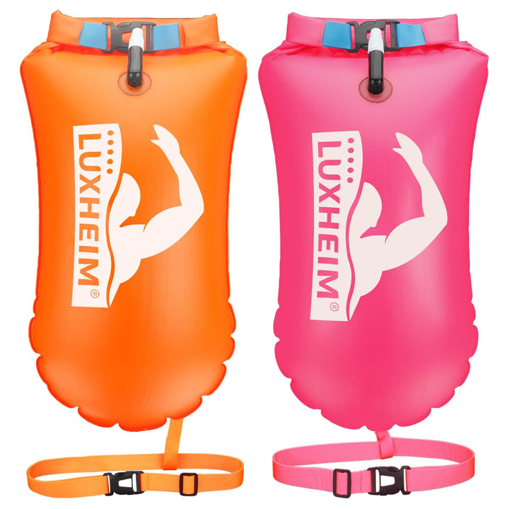 2 Pack Schwimmen Boje Schleppschwimmer für Open Water Schwimmen gut sichtbar Schwimmer Dry Bag wasse