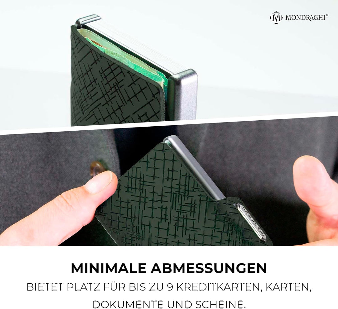 Mondraghi Miniwallet aus echtem Leder Leicht und handlich. Schlanker Geldbeutel für Kreditkarten, Ba