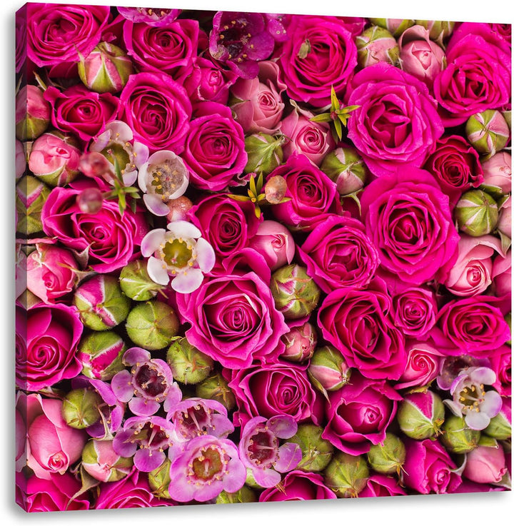 Pixxprint Blumen, Format: 70x70 auf Leinwand, XXL riesige Bilder fertig gerahmt mit Keilrahmen, Kuns