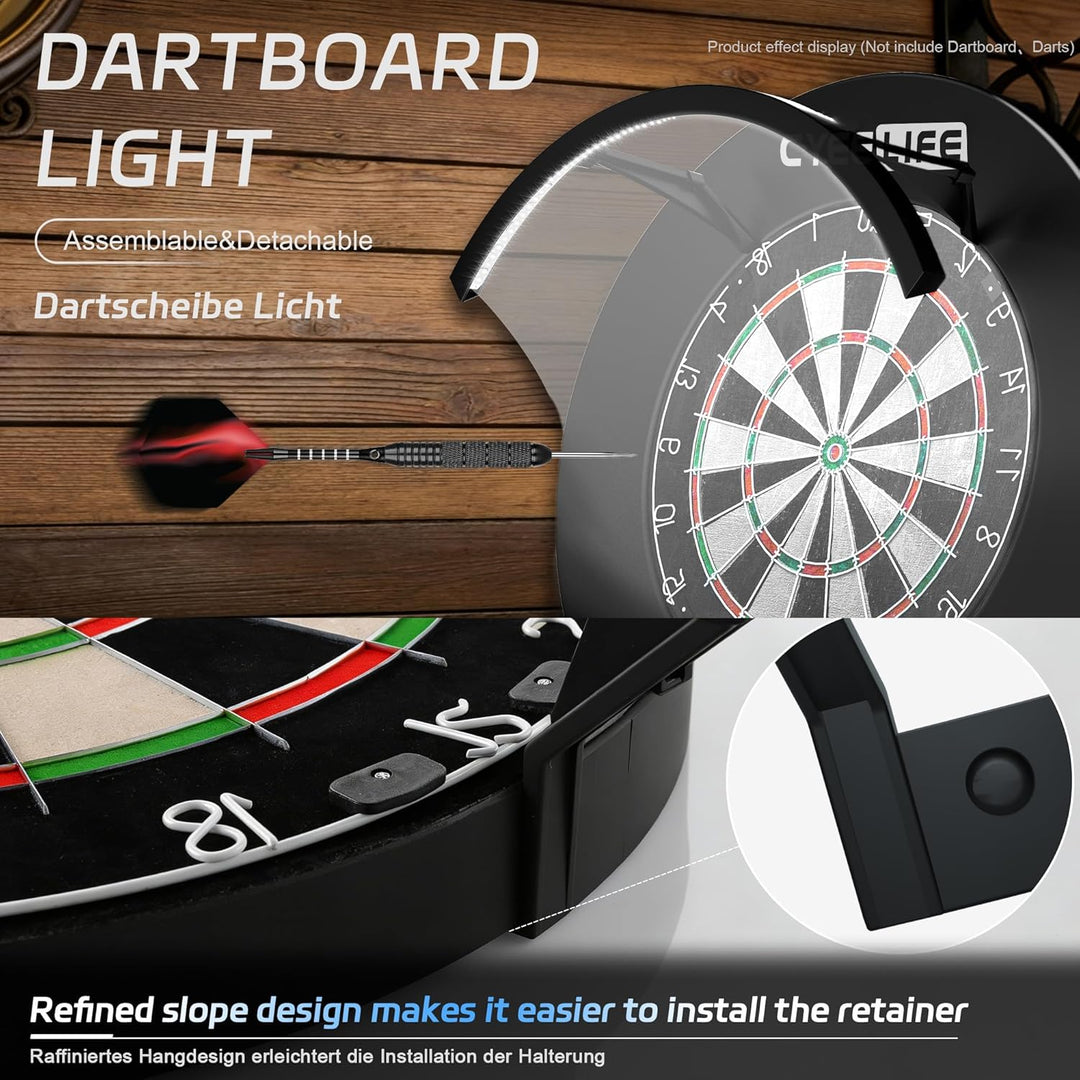 CyeeLife Dartscheiben LED Beleuchtungssystem für Steel und Soft Dartscheibe,2-teilig