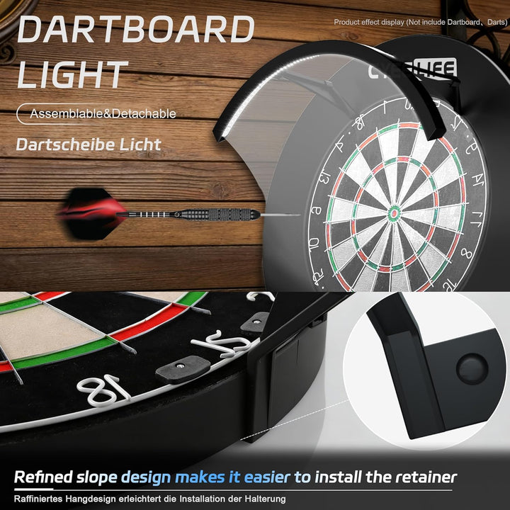 CyeeLife Dartscheiben LED Beleuchtungssystem für Steel und Soft Dartscheibe,2-teilig