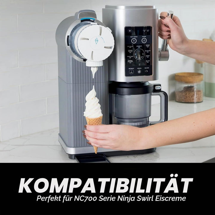 2er-Set 480ML Kompatible Behälter für Ninja Swirl CREAMi – Eisbehälter mit grauen Deckeln für NC700