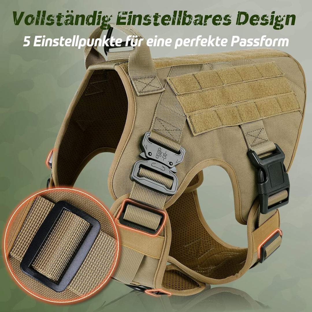rabbitgoo No Pull Hundegeschirr Mittlere Grosse Hunde, Taktische Brustgeschirr mit MOLLE Griff Metal
