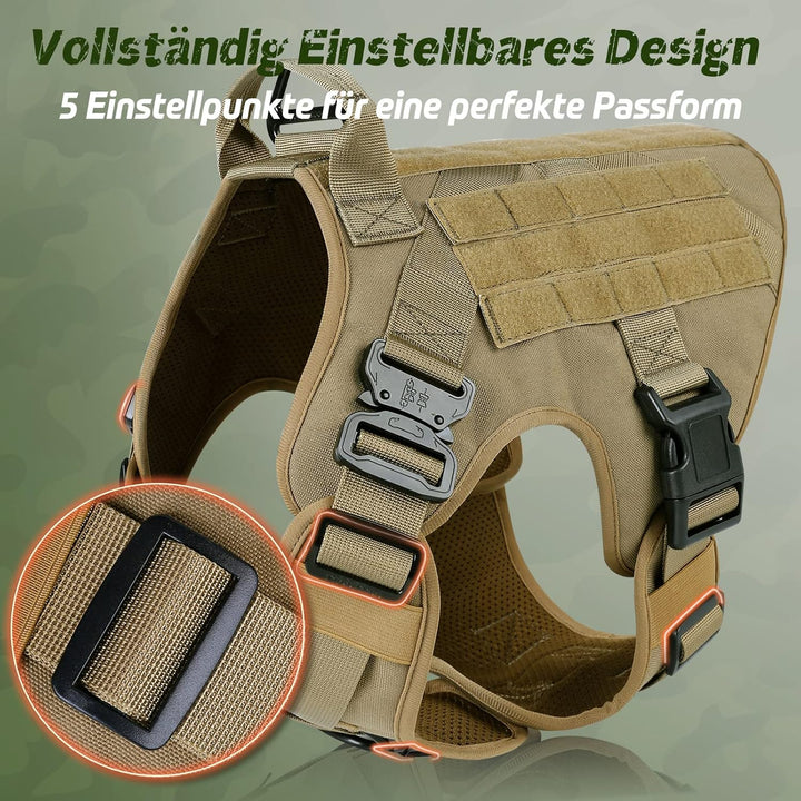 rabbitgoo No Pull Hundegeschirr Mittlere Grosse Hunde, Taktische Brustgeschirr mit MOLLE Griff Metal