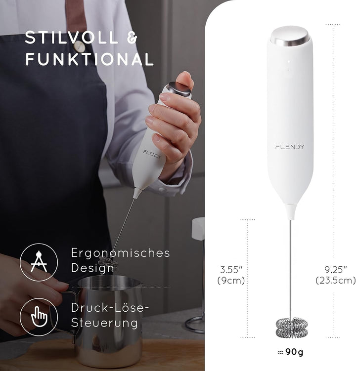 Wiederaufladbarer Hand Milchaufschäumer Stab, Aufschäumer Stab mit USB-C Ladehalterung, Mini Milchau