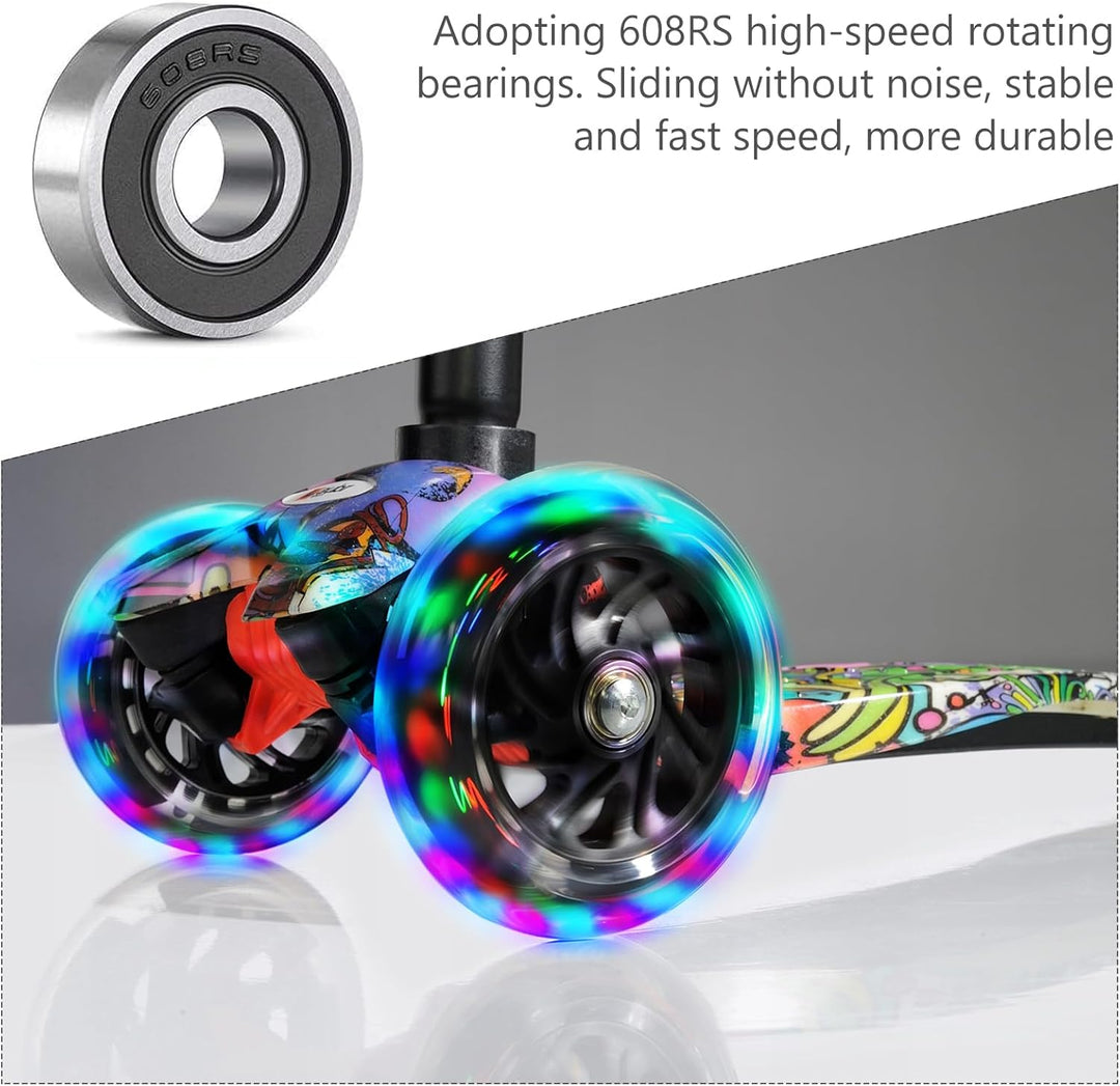 Leuchtende Stunt Scooter Rollen 2 Stück, 200mm LED Scooter Ersatzräder Räder, LED-Lichtrollen Mit AB
