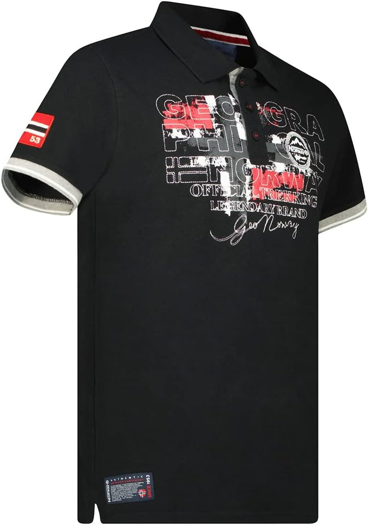 Geographical Norway Kutta Men Poloshirt Herren Klassisch Bedruckt Baumwolle Kurzarm Lässige Knopflei