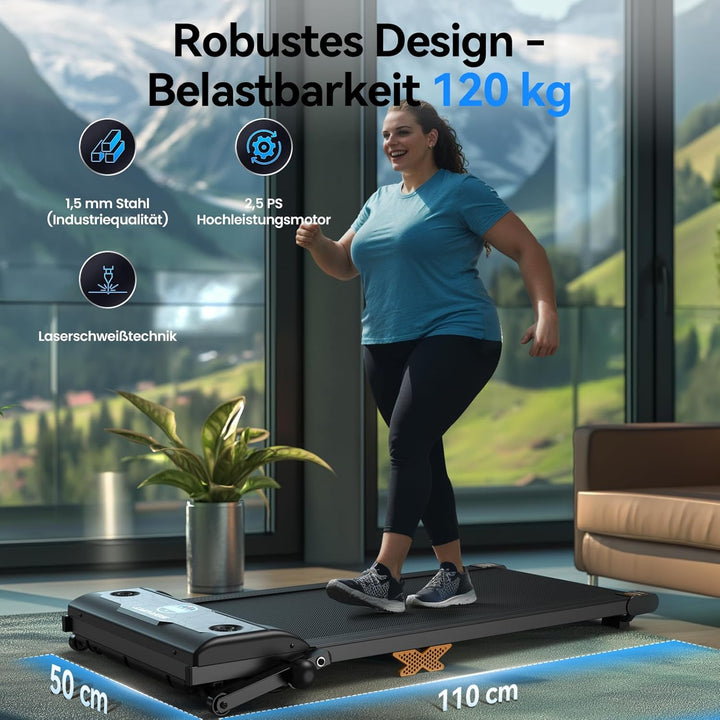Walking Pad, 3-in-1 Laufband mit 12% Steigung, 6 km/h Leises Laufband für Zuhause, Tragbares Walking