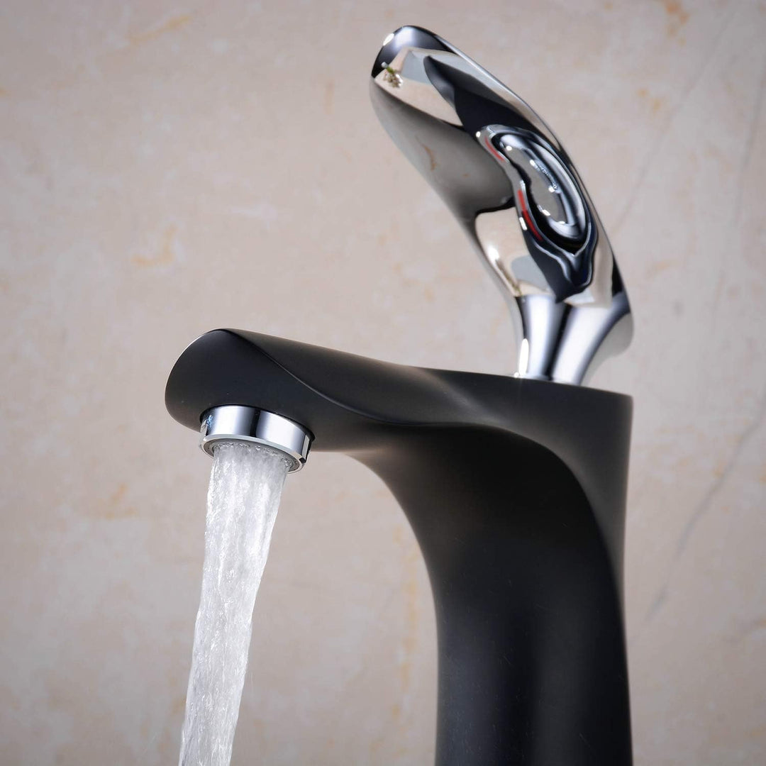 Leekayer Waschbecken Wasserhahn Einhand Chrom 1 Loch Mount Körper schwarz Waschtischmischer Toilette